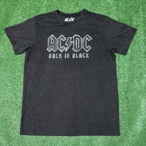 AC/DC Shirt Men's Medium Black Graphic Print Back In Black Short Sleeve Tee